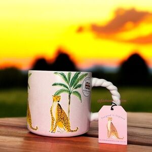 Bluebird and Willow studio designed in England pink cheetah mug NEW